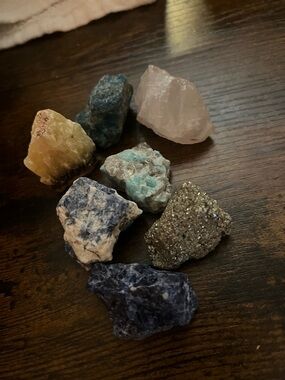 Raw Mixed crystal /Rock Set - Natural Blue, Pink, Green Stones 3-4 stone grab